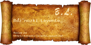 Bánszki Levente névjegykártya
